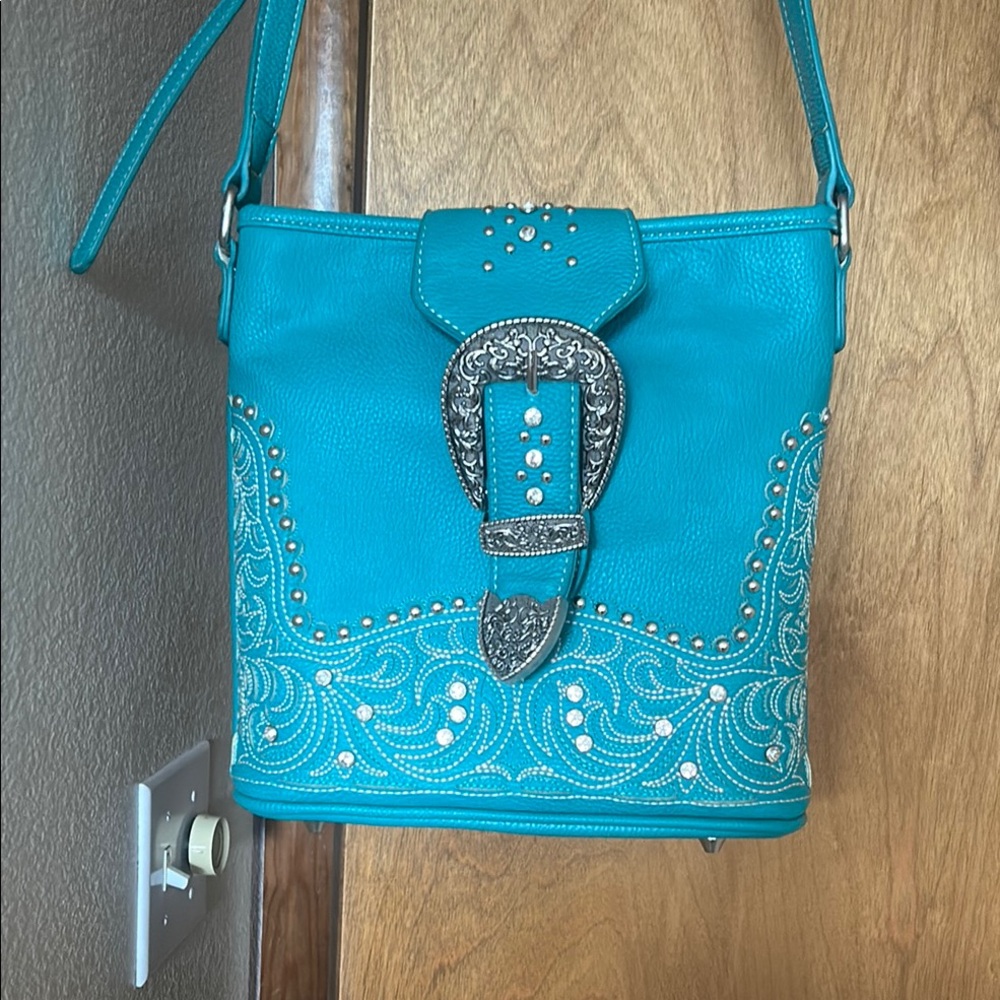 Turquoise Embellished Women's Bag